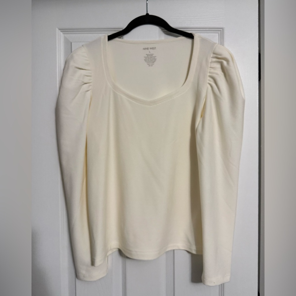 Nine West Sweetheart Puff Sleeve Top